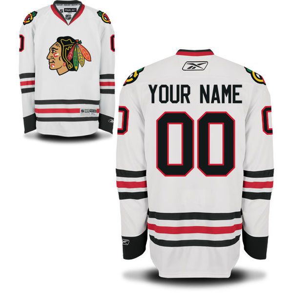 Reebok Chicago Blackhawks Men Premier Away Custom NHL Jersey - White->->Custom Jersey
